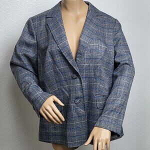 Kasper blue and green plaid jacket blazer EUC size 16W